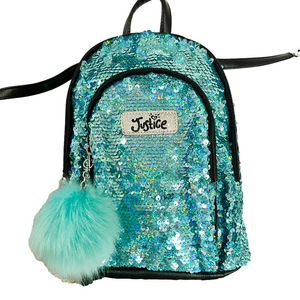 NWOT JUSTICE Backpack in Bright Blue Sparkles with handle and adjustable straps